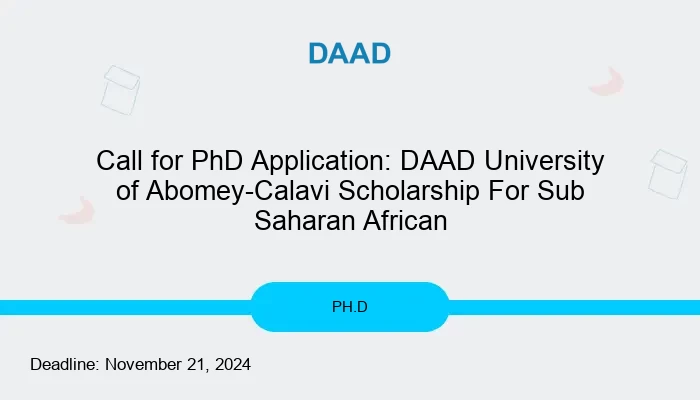  DAAD University of Abomey-Calavi Scholarship For Sub Saharan African