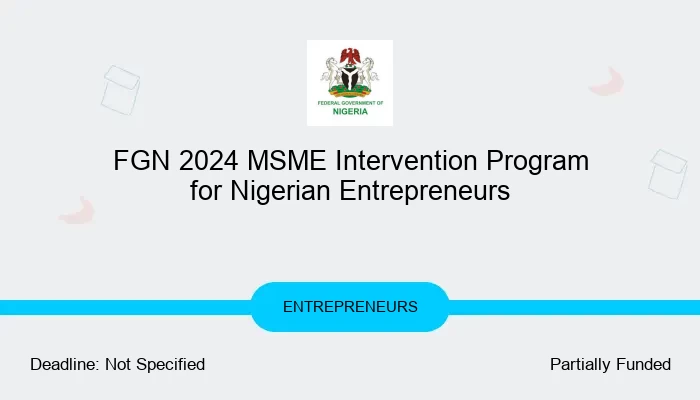 FGN 2024 MSME Intervention Program for Nigerian Entrepreneurs