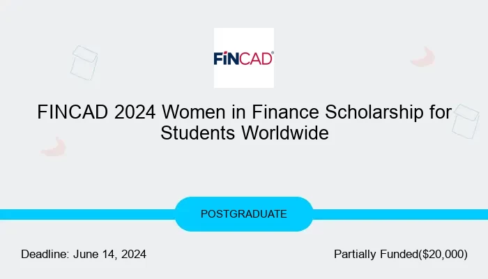 FINCAD 2024 Women in Finance Scholarship for Students Worldwide