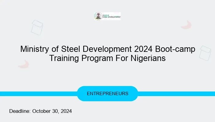 Ministry of Steel Development 2024 Boot-camp Training Program For Nigerians